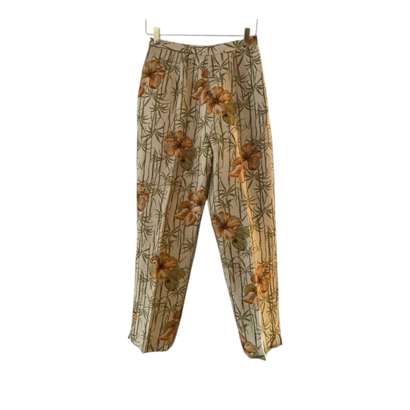 Papell  VTG 100% Silk Beaded Ankle Pants Golden Girls Palm Beach Look Sz 12 - Picture 8 of 16